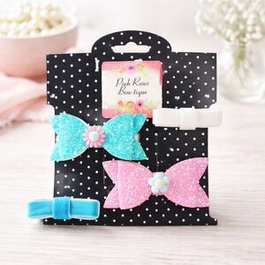 Nwt new Handmade 2 bow 2 velvet clips hair baby toddler girls